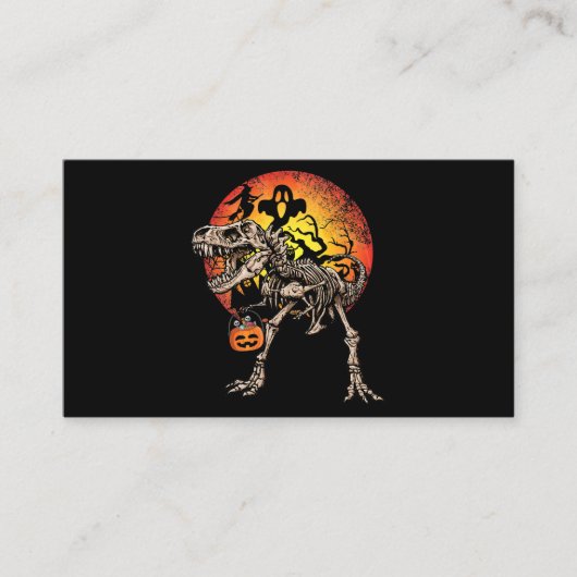 スケルトン恐竜Tレックスパンプキンハロウィーンの衣装 名刺 (正面)