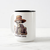 スケルトン悪夢前コーヒーカップ不気味な不気味 ツートーンマグカップ (正面左)