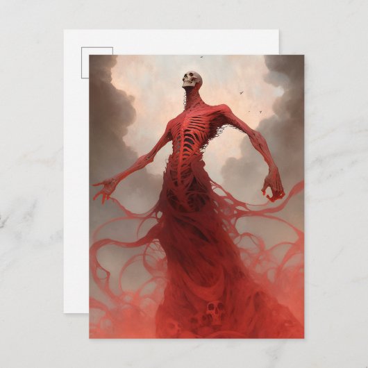 スケルトン悪魔の生き物の暗いファンタジー恐怖 ポストカード (正面/裏面)