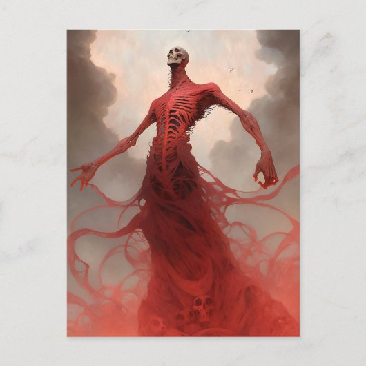 スケルトン悪魔の生き物の暗いファンタジー恐怖 ポストカード (正面)