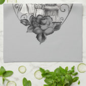 スケルトン愛カップル結婚ダンス任意の色 キッチンタオル (折り畳み)