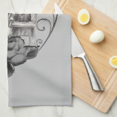 スケルトン愛カップル結婚ダンス任意の色 キッチンタオル (四つ折り)