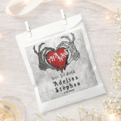 スケルトン感謝していハンズ赤いハートハロウィン結婚ズ フェイバーバッグ (クリップ留めされた状態)