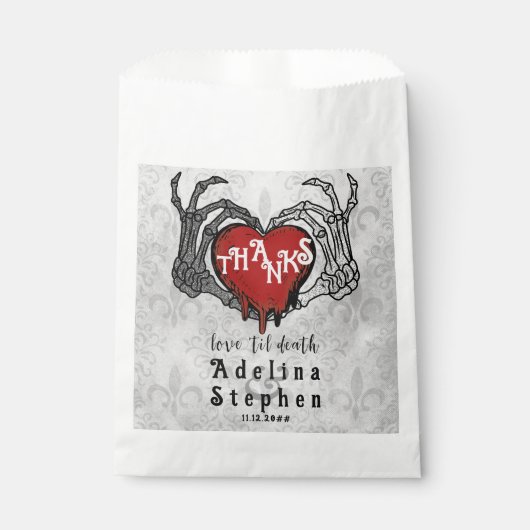 スケルトン感謝していハンズ赤いハートハロウィン結婚ズ フェイバーバッグ (正面)