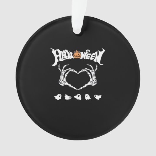 スケルトン手とハロウィーンデザイン オーナメント (正面)
