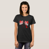 スケルトン手オン出血ハート Tシャツ (正面フル)