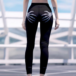 スケルトン手オンBooty面白いハロウィンブラック レギンス