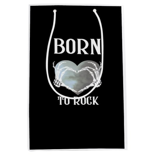 スケルトン手グレーハートグラフィッククラシック用 ミディアムペーパーバッグ (正面)