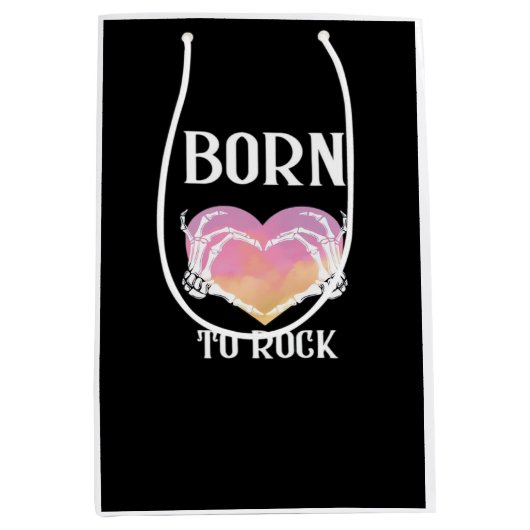 スケルトン手ハートグラフィッククラシック用 ミディアムペーパーバッグ (正面)