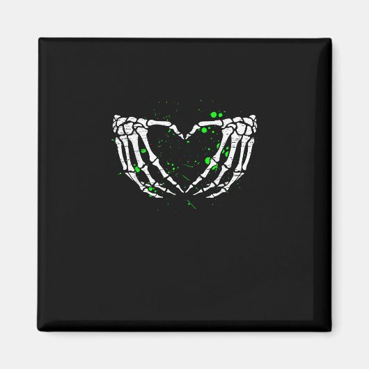 スケルトン手ハートサイン衣装ハロウィーン マグネット (正面)