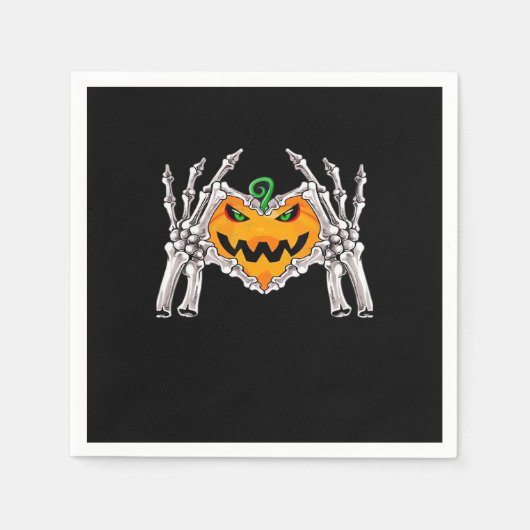 スケルトン手ハートサイン骨衣装 スタンダードカクテルナプキン (正面)