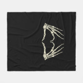 スケルトン手ハート面白いハロウィーン男性女性キッド フリースブランケット (正面(横))