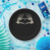 スケルトン手ハート面白いハロウィーン男性女性キッド ペーパープレート (パーティー)