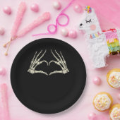 スケルトン手ハート面白いハロウィーン男性女性キッド ペーパープレート (パーティー)