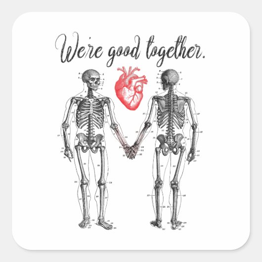 スケルトン手バレンタイン保持 スクエアシール (正面)