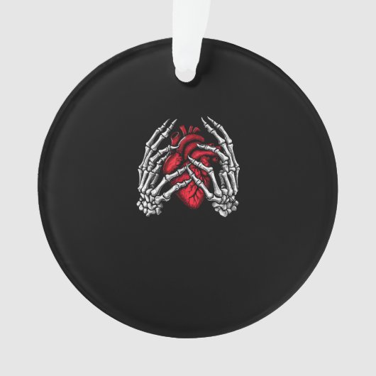 スケルトン手保持ハートハロウィーンの衣装 オーナメント (正面)