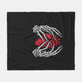 スケルトン手保持ハートハロウィーンの衣装 フリースブランケット (正面(横))