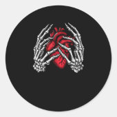 スケルトン手保持ハートハロウィーンの衣装 ラウンドシール (正面)