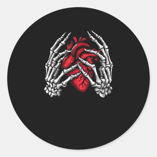スケルトン手保持ハートハロウィーンの衣装 ラウンドシール (正面)