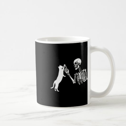 スケルトン手遊の猫おもしろいハロウィーンの衣装Sk コーヒーマグカップ (右)