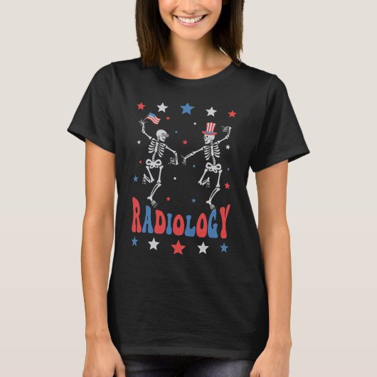 スケルトン放射線学X線テック愛国4日（7月） Tシャツ (正面)
