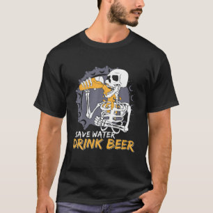 スケルトン救ウォータードリンクビール面白いハロウィーンCos Tシャツ