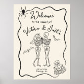 スケルトン新郎新婦の手描き結婚の歓迎 ポスター (正面)