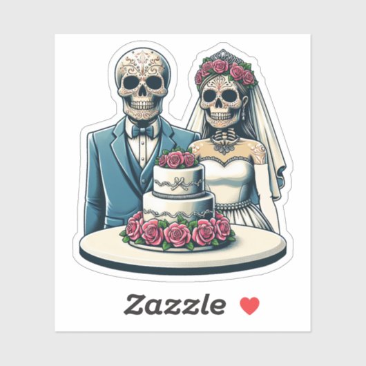スケルトン新郎新婦の死んだ芸術の結婚式の日 シール (シート)