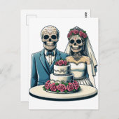 スケルトン新郎新婦の死んだ芸術の結婚式の日 ポストカード (正面/裏面)
