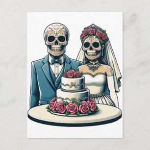 スケルトン新郎新婦の死んだ芸術の結婚式の日 ポストカード