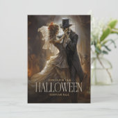 スケルトン新郎新婦カップル大人ハローウィンパーティ 招待状 (スタンド正面)