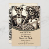 スケルトン新郎新婦ベージュタン結婚ズ 招待状 (正面/裏面)