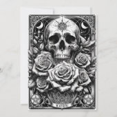 スケルトン新郎新婦白黒ヴィンテージウェディング 招待状 (裏面)