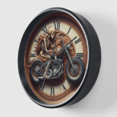 スケルトン横に並んだバイクに乗る 壁時計 (傾斜)