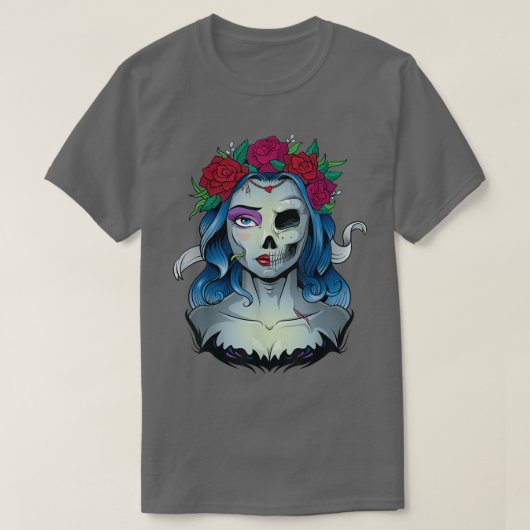 スケルトン死んだ花嫁ハロウィン完全に死んでいなの衣装ラCa Tシャツ (デザイン正面)
