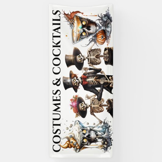 スケルトン死体スカルカクテルハッピーホウハロウィーン 横断幕 (縦)