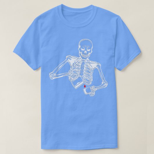 スケルトン注ぎコーヒーバリスタハロウィーン2 Tシャツ (デザイン正面)