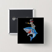 スケルトン海賊シャークかわいい男の子ハロウィーン 缶バッジ (正面&裏面)