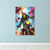 スケルトン火の洞窟を乗り越える キャンバスプリント (インサイチュ (ウッドフロア))