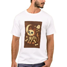 スケルトン猫と幽霊のTシャツ