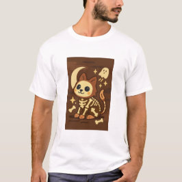 スケルトン猫と幽霊のTシャツ Tシャツ