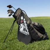 スケルトン猫ハロウィンおもしろいキュート不気味エッセンシャル ゴルフタオル (グリーン)