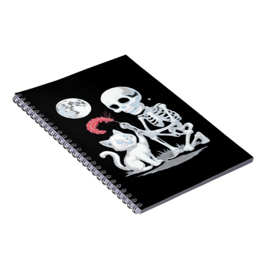 スケルトン猫ハロウィンおもしろいキュート不気味エッセンシャル ノートブック (右側)