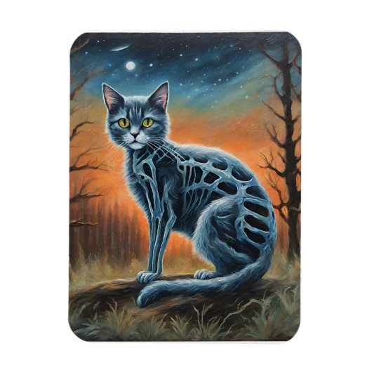 スケルトン猫 マグネット (縦)