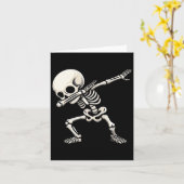 スケルトン男の子の子供男性おかしなハロウィーン カード (黄色い花)