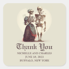 スケルトン結婚カップルに感謝 スクエアシール