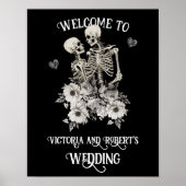 スケルトン結婚夫婦の結婚歓迎サイン ポスター (正面)