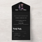 スケルトン結婚式招待状すべて1つの黒 オールインワン招待状 (内側)