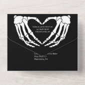 スケルトン結婚式招待状すべて1つの黒 オールインワン招待状 (裏面)