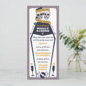 スケルトン結婚式 プログラム – ネイビーとマスタード (スタンド正面)